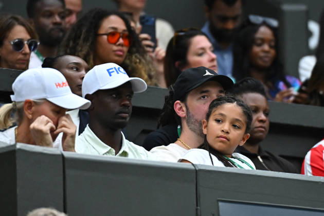 2026 Wimbledon - Serena Williams Family Alexis Ohanian, partner of Serena Williams of United States, holds daughter Adira River Ohanian during Serena Williams first round match at the 2025 Wimbledon Tennis Championships at the AELTC in London, GREAT BRITAIN, on JuNE 30, 2026. Photo by Corinne Dubreuil ABACAPRESS.COM London United Kingdom  Copyright: xDubreuilxCorinne ABACAx