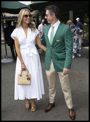 . 01 07 2026. London, United Kingdom. Golfer Rory McIIroy and his wife Erica Stoll arriving on day three of the Wimbledon Tennis Championships in London.  xStephenxLockx xi-Imagesx IIM-26874-0048