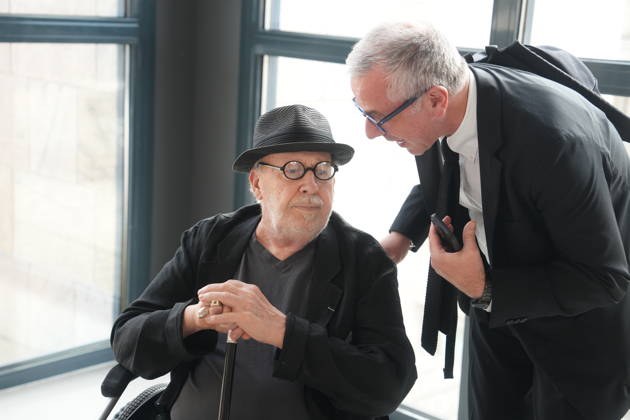 IPA86285112 - Milan, July 1, 2026: Opening of Joseph Kosuth’s permanent installation *Vedere le cose* at the Museo del Novecento; pictured are Joseph Kosuth and Vincenzo Trione  Copyright: xDuilioxPiaggesix xDuilioxPiaggesix 86285112