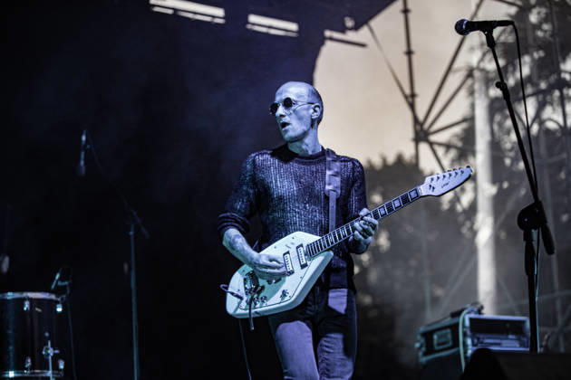 July 2, 2026, Soliera, Emilia Romagna, Italy: Singer and guitarist Craig Dyer of the British post-punk band The Underground Youth performs on stage during a concert. Singer and guitarist Craig Dyer performed on stage at Piazza Lusvardi in Soliera (Modena) during a concert by British post-punk band The Underground Youth. The event marked the opening night of the nineteenth edition of the Arti Vive Festival. Soliera Italy  - ZUMAs197 20260702_aaa_s197_421 Copyright: xCarloxVerganix