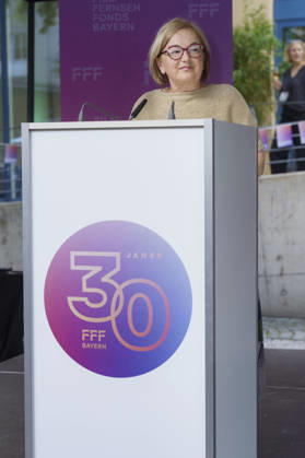 Dorothee Erpenstein beim Empfang des FilmFernsehFonds Bayern auf dem 43. Filmfest München 2026 auf der Praterinsel. München, 02.07.2026