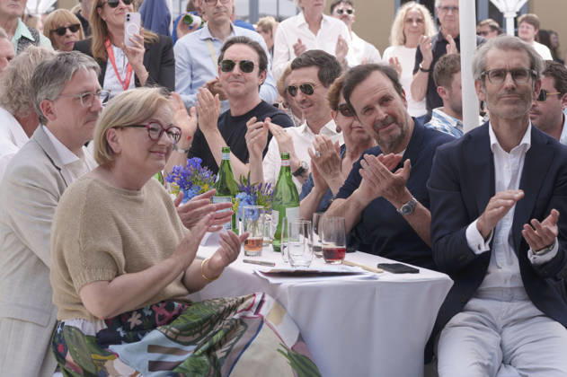 Dorothee Erpenstein, Martin Bachmann, Oliver Berben, Björn Wilhelm mit Gästen beim Empfang des FilmFernsehFonds Bayern auf dem 43. Filmfest München 2026 auf der Praterinsel. München, 02.07.2026
