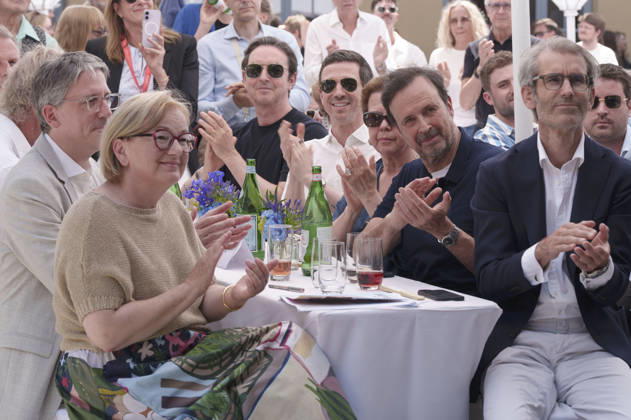 Dorothee Erpenstein, Martin Bachmann, Oliver Berben, Björn Wilhelm mit Gästen beim Empfang des FilmFernsehFonds Bayern auf dem 43. Filmfest München 2026 auf der Praterinsel. München, 02.07.2026
