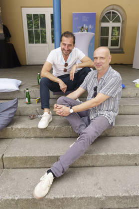 Tim Seyfi und Jochen Alexander Freydank beim Empfang des FilmFernsehFonds Bayern auf dem 43. Filmfest München 2026 auf der Praterinsel. München, 02.07.2026