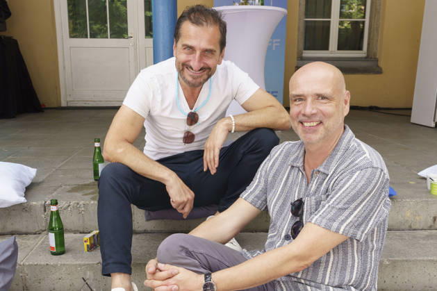 Tim Seyfi und Jochen Alexander Freydank beim Empfang des FilmFernsehFonds Bayern auf dem 43. Filmfest München 2026 auf der Praterinsel. München, 02.07.2026