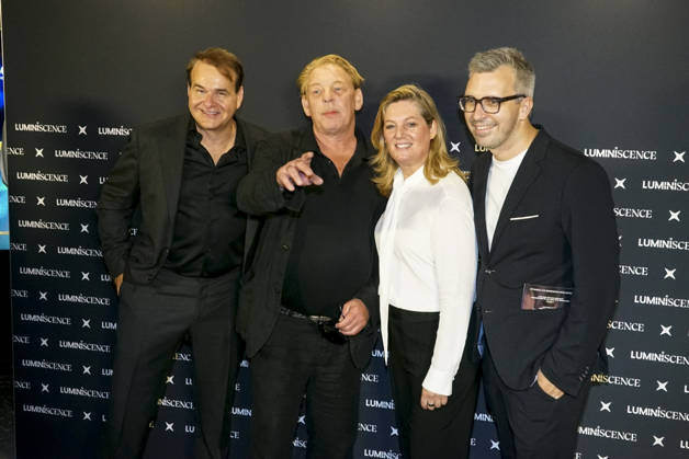 CNTV MICHEL- Ben Becker der Schauspieler hat der bei der Premiere den Text zur Lightshow eingesprochen mit Marcus Wolter, Ingrid Kangheld und Manuel Meloh Hamburg 02.07.2026 Die Hauptkirche St.Michaelis,dem Hamburger Michel erstrahlt fuer mehrere Monate in neuem Licht. LUMINISCENCE Licht Show das einmalige 360Â° Illuminationserlebnis macht die Architektur des Michel hor und sichtbar und der Raumklang setzt die barocke Architektur bestens in Szene.Hauptkirche St. Michaelis Michel ist ein evangelischer Sakralbau in der Neustadt von Hamburg Hamburg Deutschland