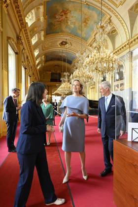 Reopening of the Royal Palace in Brussels Following Renovation BRUSSELS, BELGIUM - JULY 03: King Philippe of Belgium and Queen Mathilde of Belgium pictured visiting the reopening of the Royal Palace in Brussels following renovation pictured after on July 03, 2026 in Brussels, Belgium, 03 07 2026 Brussels Belgium  Copyright: xPhilipxReynaersx
