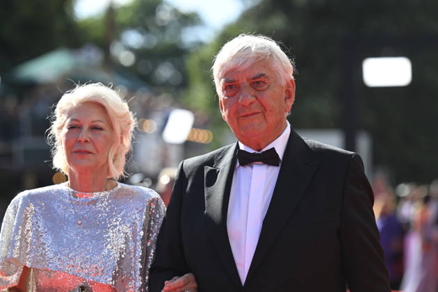 Czech actor Miroslav Donutil, right, with his wife Zuzana Donutilova arrive at the opening of the 60th Karlovy Vary International Film Festival, on June 3, 2026, in Karlovy Vary, Czech Republic. (CTKxPhoto KaterinaxSulova) CTKPhotoP2026070306581  CTKPhotoP2026070306581