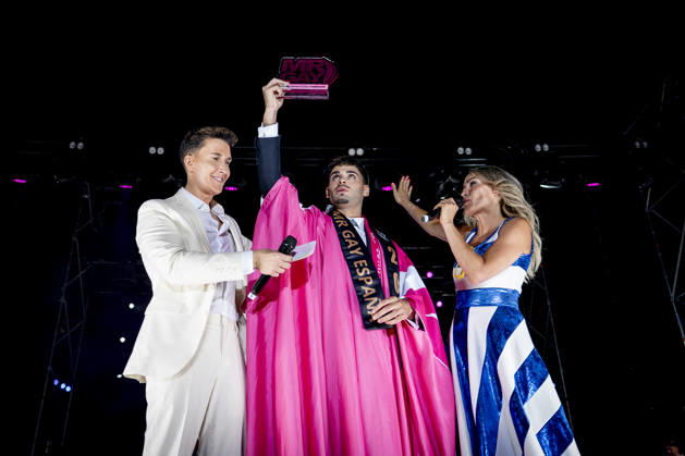 Celebration of the 19th Mr. Gay Spain Gala at MADO: Omar Suárez, Kevin Carrera, and Luján Argüelles during the pageant and musical show for the 19th Mr. Gay Spain Gala, on July 3, 2026, in Madrid, Spain. The event—one of the central and most popular highlights of the capital’s official LGBTIQ Pride festival program—takes place on the main stage in Plaza de Espana to select the new national representative, combining visibility for the community, the candidates’ stories of overcoming adversity, and live artistic performances. A Pé MADRID, Spain MADRID, Spain Spain Copyright: xA.xPÃ rezxMecax 7642733