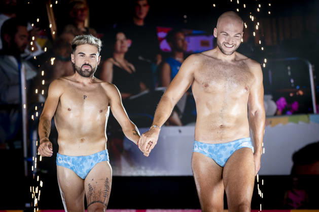 Celebration of the 19th Mr. Gay Spain Gala by MADO Pedro José Ortuno and Claudio Ghica during the pageant and musical show for the 19th Mr. Gay Spain Gala, on July 3, 2026, in Madrid, Spain. The event, one of the central and most popular highlights of the capital’s official LGBTIQ Pride festival program, takes place on the main stage in Plaza de Espana to select the new national representative, combining visibility for the community, the candidates’ stories of overcoming adversity, and live artistic performances. A Pé MADRID, Spain MADRID, Spain Spain Copyright: xA.xPÃ rezxMecax 7642742