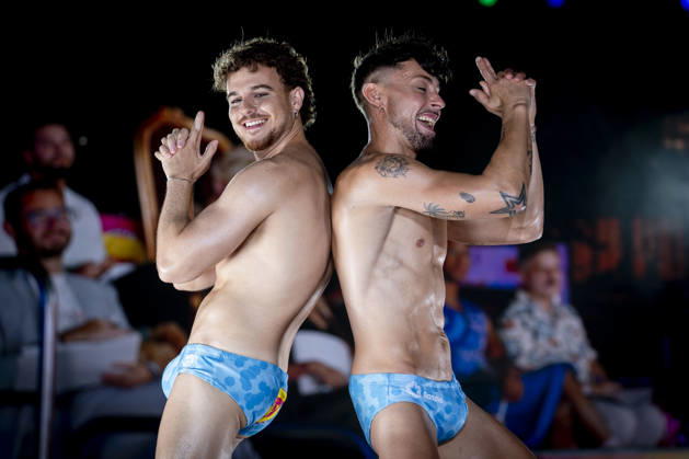 Celebration of the 19th Mr. Gay Spain Gala at MADO: José María Uceda and Israel de San Secundino during the pageant and musical show at the 19th Mr. Gay Spain Gala, on July 3, 2026, in Madrid, Spain. The event, one of the central and most popular highlights of the capital’s official LGBTIQ Pride festival program, takes place on the main stage in Plaza de Espana to select the new national representative, combining the community’s visibility, the candidates’ stories of overcoming adversity, and live artistic performances. A Pé MADRID, Spain MADRID, Spain Spain Copyright: xA.xPÃ rezxMecax 7642745