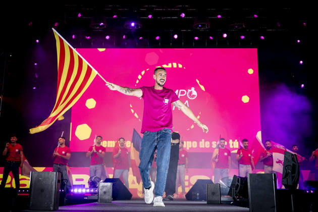 Celebration of the 19th Mr. Gay Spain Gala by MADO Cristian Alegre during the pageant and musical show for the 19th Mr. Gay Spain Gala, on July 3, 2026, in Madrid, Spain. The event, one of the central and most popular events in the capital’s official LGBTIQ Pride festival program, takes place on the main stage in Plaza de Espana to select the new national representative, combining visibility for the community, the candidates’ stories of overcoming adversity, and live artistic performances. A Pé MADRID, Spain MADRID, Spain Spain Copyright: xA.xPÃ rezxMecax 7642773