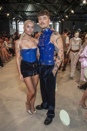 ABB HOERMANSEDER- Kim Schiele mit Willi Banner zu Gast auf der Marina Hoermanseder Runway Show Spring Summer 2027 bei der Fashion Week Berlin im Haus der Visionaere in Berlin am 03.07.2026 Berlin Deutschland