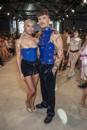 ABB HOERMANSEDER- Kim Schiele mit Willi Banner zu Gast auf der Marina Hoermanseder Runway Show Spring Summer 2027 bei der Fashion Week Berlin im Haus der Visionaere in Berlin am 03.07.2026 Berlin Deutschland