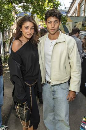Mode, Berlin Fashion Week, Gäste der Kilian Kerner Modenschau ABB KERNER- Catharina Maranca und Leon Klein zu Gast bei der Kilan Kerner SPRING SUMMER 2027 auf der Fashion Week in der Skaterhalle in Berlin am 03.07.2026 Berlin Deutschland