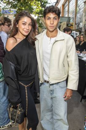 Mode, Berlin Fashion Week, Gäste der Kilian Kerner Modenschau ABB KERNER- Catharina Maranca und Leon Klein zu Gast bei der Kilan Kerner SPRING SUMMER 2027 auf der Fashion Week in der Skaterhalle in Berlin am 03.07.2026 Berlin Deutschland