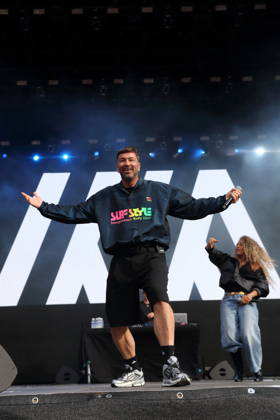Marten Laciny alias Marteria bei einem Konzert als Support für Nils Wehowsky alias Finch im Stadion An der Alten Försterei in Berlin, 3. Juli 2026. Marteria Konzert Berlin