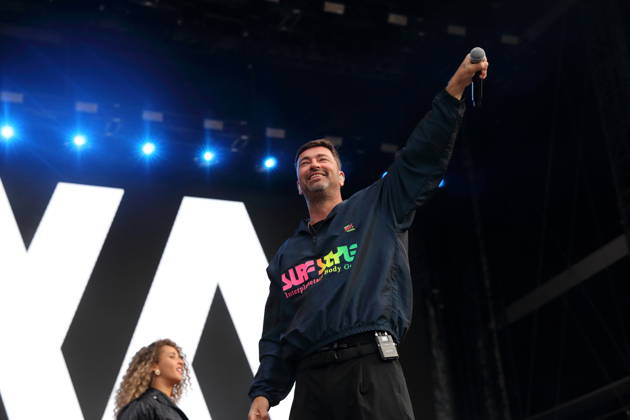 Marten Laciny alias Marteria bei einem Konzert als Support für Nils Wehowsky alias Finch im Stadion An der Alten Försterei in Berlin, 3. Juli 2026. Marteria Konzert Berlin