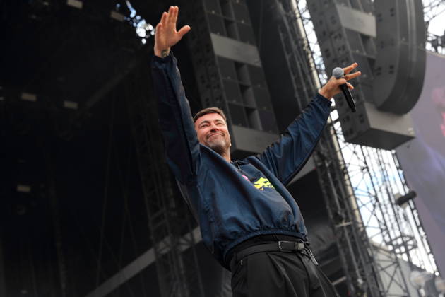 Marten Laciny alias Marteria bei einem Konzert als Support für Nils Wehowsky alias Finch im Stadion An der Alten Försterei in Berlin, 3. Juli 2026. Marteria Konzert Berlin
