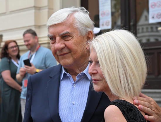 The 60th Karlovy Vary International Film Festival continued on its second day, in Karlovy Vary, Czech Republic, on July 4, 2026. A delegation of filmmakers premiered the film Gregorius, the Chosen One at the Municipal Theatre. On the photo is seen Czech actor Miroslav Donutil, left, and his wife Zuzana Donutilova. (CTKxPhoto SlavomirxKubes) CTKPhotoP2026070403720  CTKPhotoP2026070403720