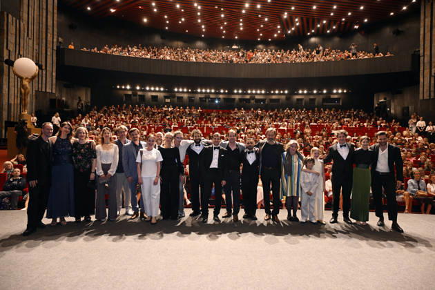 The 60th Karlovy Vary International Film Festival continued on its second day, in Karlovy Vary, Czech Republic, on July 4, 2026. A delegation of filmmakers presented the film A Happy Family (Switzerland) in the Grand Hall of the Thermal Hotel. (CTKxPhoto KaterinaxSulova) CTKPhotoP2026070407008  CTKPhotoP2026070407008
