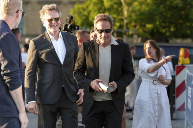 Christoph Gröner und David Duchovny beim Photocall zur Verleihung des CineMerit Awards auf dem 43. Filmfest München 2026 in der Hochschule für Fernsehen und Film. München, 04.07.2026