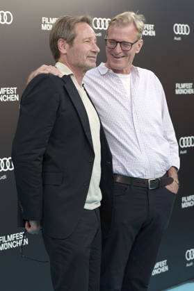 David Duchovny und John Lee Hancock beim Photocall zur Verleihung des CineMerit Awards auf dem 43. Filmfest München 2026 in der Hochschule für Fernsehen und Film. München, 04.07.2026