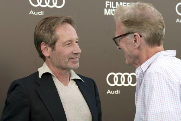 David Duchovny und John Lee Hancock beim Photocall zur Verleihung des CineMerit Awards auf dem 43. Filmfest München 2026 in der Hochschule für Fernsehen und Film. München, 04.07.2026