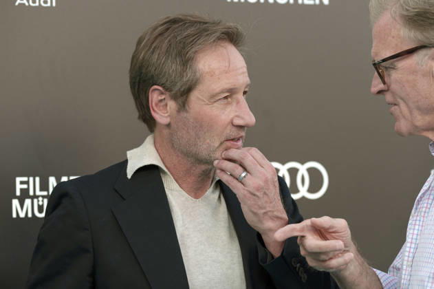 David Duchovny und John Lee Hancock beim Photocall zur Verleihung des CineMerit Awards auf dem 43. Filmfest München 2026 in der Hochschule für Fernsehen und Film. München, 04.07.2026