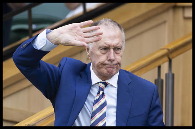 . 05 07 2026. London, United Kingdom. England World Cup hero Sir Geoff Hurst is introduced to the crowd from the Royal Box on day seven of the Wimbledon Tennis Championships in London .  xStephenxLockx xi-Imagesx IIM-26884-0034