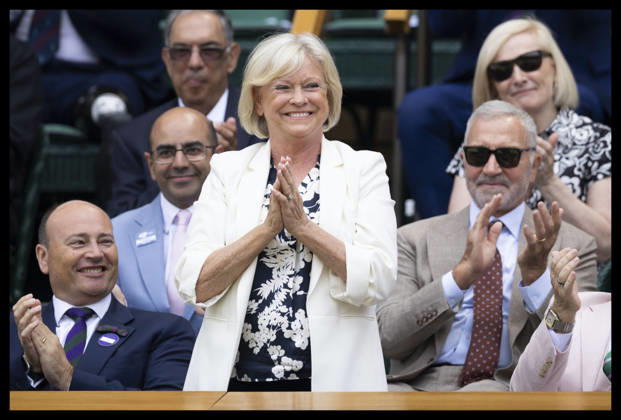. 05 07 2026. London, United Kingdom. Broadcaster Sue Barker in the Royal Box on day seven of the Wimbledon Tennis Championships in London .  xStephenxLockx xi-Imagesx IIM-26884-0045
