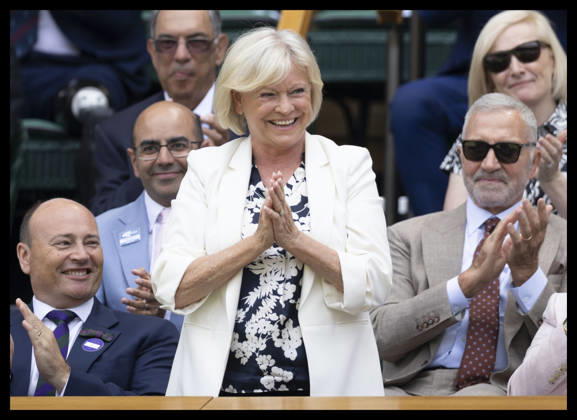 . 05 07 2026. London, United Kingdom. Broadcaster Sue Barker in the Royal Box on day seven of the Wimbledon Tennis Championships in London .  xStephenxLockx xi-Imagesx IIM-26884-0046