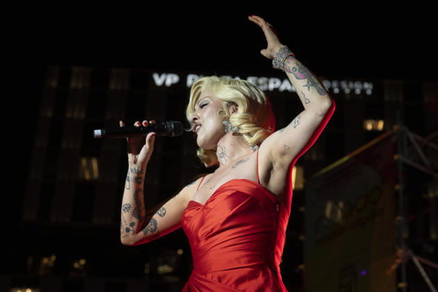 July 5, 2026, Madrid, Spain: Singer Mon Laferte performs during the MADO 2026 Festival at the Plaza de Espana in Madrid. Madrid Spain  - ZUMAs197 20260705_aaa_s197_065 Copyright: xAtilanoxGarciax