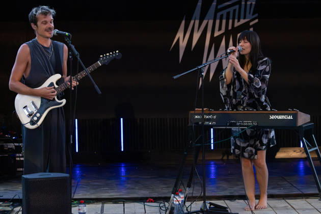05.07.2026, Bellinzona, Parco Urbano, Nevermind Music Fest 2026: Monte Mai. Fabio Besomi (bass & electronics) and AnaÃ¯s Schmid (lead vocals & synths) Bellinzona Parco Urbano Ticino Switzerland Copyright: xJustPictures.ch FrancescoxMinghettix jp-en-FrMi-_NG_0185