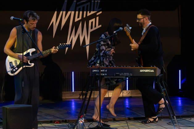 05.07.2026, Bellinzona, Parco Urbano, Nevermind Music Fest 2026: Monte Mai. Fabio Pinto (lead guitar & backing vocals), AnaÃ¯s Schmid (lead vocals & synths) and Fabio Besomi (bass & electronics) Bellinzona Parco Urbano Ticino Switzerland Copyright: xJustPictures.ch FrancescoxMinghettix jp-en-FrMi-_NG_0368