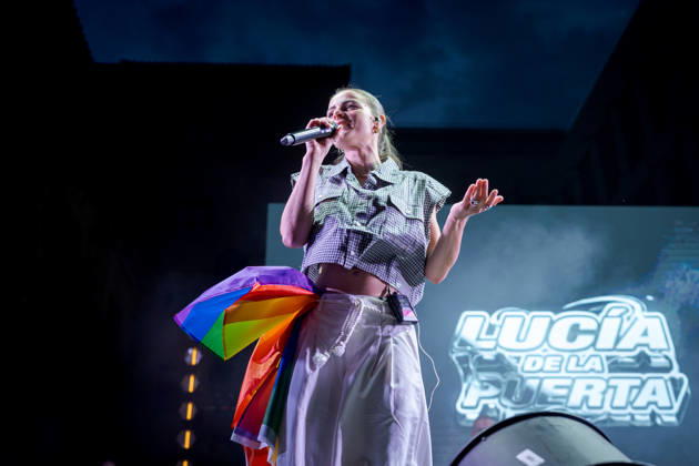 Lucía De la Puerta Performs at MADO 2026 Singer Lucía De la Puerta performs on stage at Plaza de las Reinas during MADO 2026 Madrid Pride on July 5, 2026, in Madrid, Spain. Lucía De la Puerta is an influencer, actress, singer, and medical school graduate. She describes herself as a mecatriz, went viral on TikTok, and has appeared in Netflix projects. She is an urban pop artist and a major advocate for LGBTQI+ visibility on social media. Diego Radamé Madrid, Spain Madrid, Spain Spain Copyright: xDiegoxRadamà sx 7647936