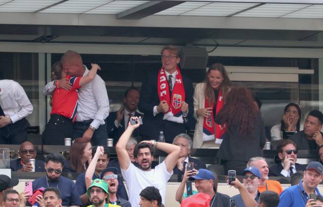 2026 World Cup - Princess Ingrid Alexandra and Prince Sverre Magnus of Norway Prince Sverre Magnus of Norway and Princess Ingrid Alexandra of Norway attend the match Brazil vs Norway FIFA World Cup 2026 at the New York New Jersey Stadium, NJ on July 5, 2026. Photo by Charles Guerin ABACAPRESS.COM East Rutherford NJ United States  Copyright: xGuerinxCharles ABACAx