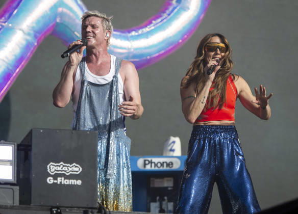Scissor Sisters at BST Festival 05 July 2026 Scissor Sisters perform at American Express presents BST Hyde Park Festival in London on 5th July 2026. Guest appearance from Mel C. Jason Jake Shears Sellards lead vocals, Scott Babydaddy Hoffman bass guitar, Derek Del Marquis Gruen lead guitar., Credit:Zoran Veselinovic B4859 Avalon UK, London, Hyde Park  Copyright: xZoranxVeselinovicx xB4859x xAvalonx 1114743375