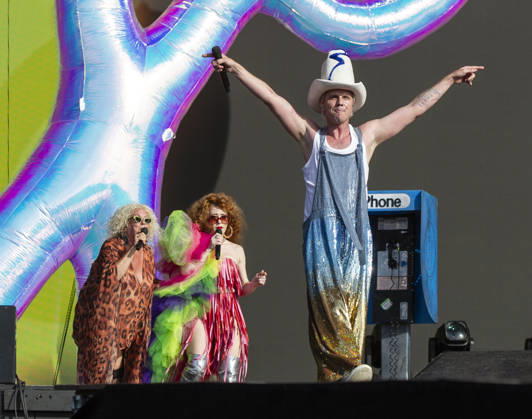 Scissor Sisters at BST Festival 05 July 2026 Scissor Sisters perform at American Express presents BST Hyde Park Festival in London on 5th July 2026. Guest appearance from Mel C. Jason Jake Shears Sellards lead vocals, Scott Babydaddy Hoffman bass guitar, Derek Del Marquis Gruen lead guitar., Credit:Zoran Veselinovic B4859 Avalon UK, London, Hyde Park  Copyright: xZoranxVeselinovicx xB4859x xAvalonx 1114743293