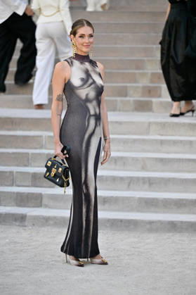 PFW Haute Couture Schiaparelli Outside Arrivals JR Chiara Ferragni arriving at the Schiaparelli show during Haute Couture Fashion Week in Paris, France, on 6 July 2026. Photo by Julien Reynaud APS-Medias ABACAPRESS.COM Paris France  Copyright: xReynaudxJulien APS-Medias ABACAx