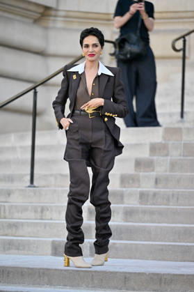 PFW Haute Couture Schiaparelli Outside Arrivals JR Farida Khelfa arriving at the Schiaparelli show during Haute Couture Fashion Week in Paris, France, on 6 July 2026. Photo by Julien Reynaud APS-Medias ABACAPRESS.COM Paris France  Copyright: xReynaudxJulien APS-Medias ABACAx