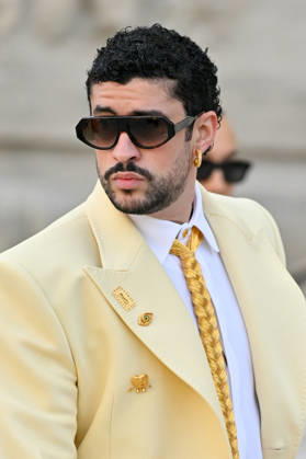 PFW Haute Couture Schiaparelli Outside Arrivals JR Bad Bunny arriving at the Schiaparelli show during Haute Couture Fashion Week in Paris, France, on 6 July 2026. Photo by Julien Reynaud APS-Medias ABACAPRESS.COM Paris France  Copyright: xReynaudxJulien APS-Medias ABACAx