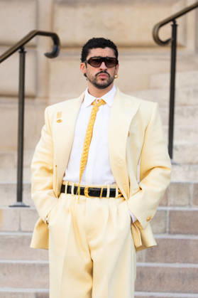 PFW HC Schiaparelli Outside Arrivals NB Bad Bunny arrived at the Schiaparelli Haute Couture Fall Winter 2026 2027 show as part of Paris Fashion Week on July 06, 2026 in Paris, France. Photo by Nasser Berzane ABACAPRESS.COM Paris France  Copyright: xBerzanexNasser ABACAx