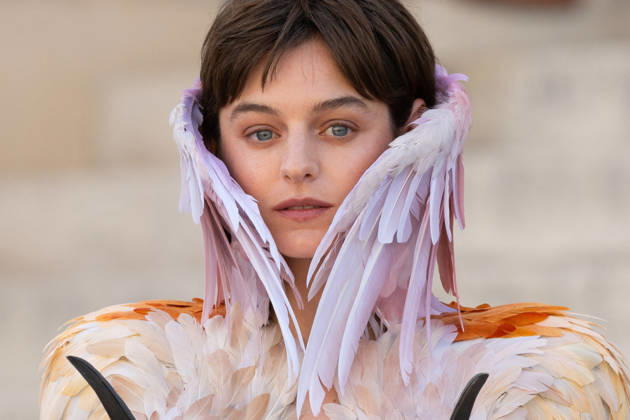 PFW HC Schiaparelli Outside Arrivals NB Emma Corrin arrived at the Schiaparelli Haute Couture Fall Winter 2026 2027 show as part of Paris Fashion Week on July 06, 2026 in Paris, France. Photo by Nasser Berzane ABACAPRESS.COM Paris France  Copyright: xBerzanexNasser ABACAx