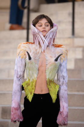 PFW HC Schiaparelli Outside Arrivals NB Emma Corrin arrived at the Schiaparelli Haute Couture Fall Winter 2026 2027 show as part of Paris Fashion Week on July 06, 2026 in Paris, France. Photo by Nasser Berzane ABACAPRESS.COM Paris France  Copyright: xBerzanexNasser ABACAx