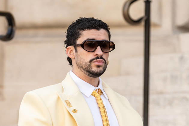 PFW HC Schiaparelli Outside Arrivals NB Bad Bunny arrived at the Schiaparelli Haute Couture Fall Winter 2026 2027 show as part of Paris Fashion Week on July 06, 2026 in Paris, France. Photo by Nasser Berzane ABACAPRESS.COM Paris France  Copyright: xBerzanexNasser ABACAx