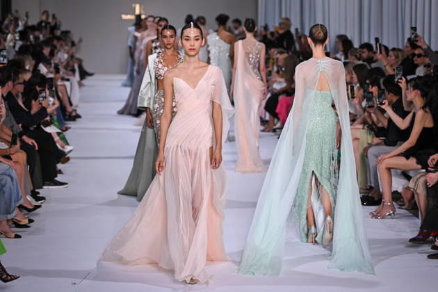PFW - Tamara Ralph Runway in Paris FA Models walk the runway the Autumn-Winter 2027 2028 couture collection by Tamara Ralph during the Paris Fashion Week, on July 6, 2026. Photo by Firas Abdullah ABACAPRESS.COM Paris Ile-de-France France  Copyright: xAbdullahxFiras ABACAx