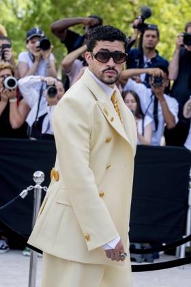 July 6, 2026, Paris, Fra, France: Bad Bunny arrive for Schiaparelli show during Haute Couture in Paris. Paris France  - ZUMAv140 20260706_zip_v140_005 Copyright: xReginaxVoroninax