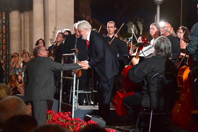 IPA86455797 - Rome, Piazza del Campidoglio: Nicola Piovani’s Tribute Concert to Ennio Morricone. Pictured: Giuseppe Tornatore and Nicola Piovani  Copyright: xVincenzoxLandix xVincenzoxLandix 86455797