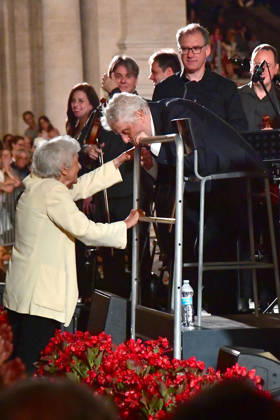 IPA86455808 - Rome, Piazza del Campidoglio: Nicola Piovani’s Tribute Concert to Ennio Morricone. Pictured: Maria Travia and Nicola Piovani  Copyright: xVincenzoxLandix xVincenzoxLandix 86455808